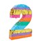 Small Fiesta Number 2 Pinata for Kid's Party, 2nd Birthday Decorations (Rainbow, 11 x 16.5 x 3 In)